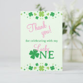 Lucky One First 1st Birthday Party Bedankkaart (Staand voorkant)