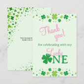 Lucky One First 1st Birthday Party Bedankkaart (Voorkant / Achterkant)