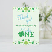 Lucky One First 1st Birthday Party Bedankkaart (Staand voorkant)