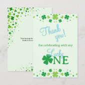 Lucky One First 1st Birthday Party Bedankkaart (Voorkant / Achterkant)