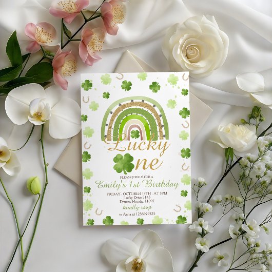 Lucky One First Birthday Invitation Kaart