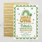 Lucky One First Birthday Invitation St Patty's Day Kaart (Voorkant / Achterkant)