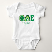 Lucky One First Birthday Name Rainbow en Shamrock Romper (Voorkant)