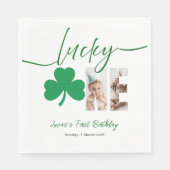 Lucky One First Birthday Personalized Shamrock Par Servet (Voorkant)