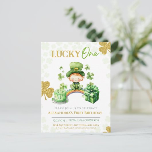 Lucky One First Birthday St Patrick's Briefkaart (Staand voorkant)