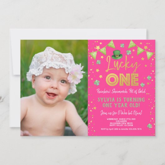 Lucky One First Birthday St Patrick's Day Foto Kaart (Voorkant)