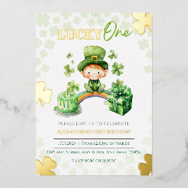 Lucky One First Birthday St Patrick's Folie Uitnodiging