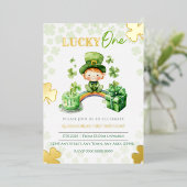 Lucky One First Birthday St Patrick's Folie Uitnodiging (Staand Voorkant)