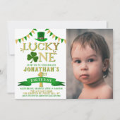 Lucky One Foto 1e verjaardagsuitnodigingen Kaart (Voorkant)