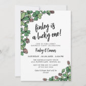 Lucky One Four Leaf Clover 1st Birthday Party Kaart (Voorkant)
