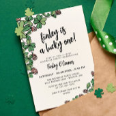 Lucky One Four Leaf Clover 1st Birthday Party Kaart
