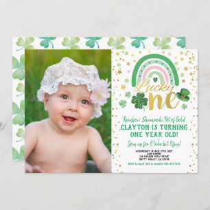 Lucky One Girl First Birthday St Patrick's Foto Kaart