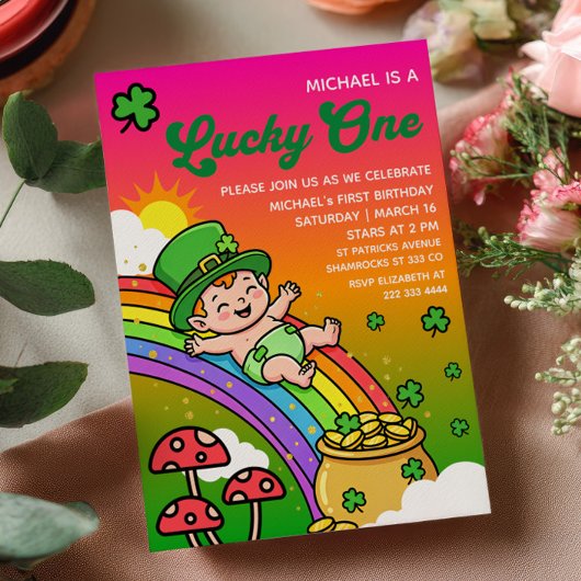 Lucky One Gradient St.Patrick's Day 1st Birthday Kaart