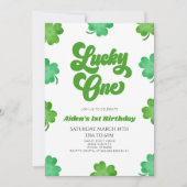 Lucky One Green Shamrock Clover 1e verjaardagsfees Kaart (Voorkant)