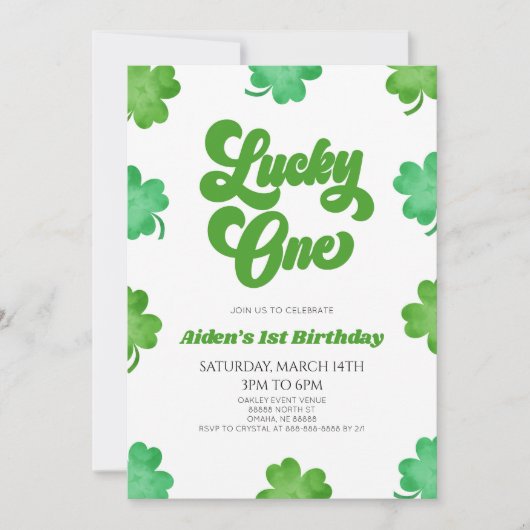 Lucky One Green Shamrock Clover 1e verjaardagsfees Kaart (Voorkant)