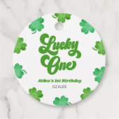 Lucky One Green Shamrock Clover 1st Birthday Party Bedankjes Labels (Voorkant)