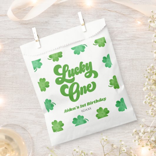 Lucky One Green Shamrock Clover 1st Birthday Party Bedankzakje (Geknipt)