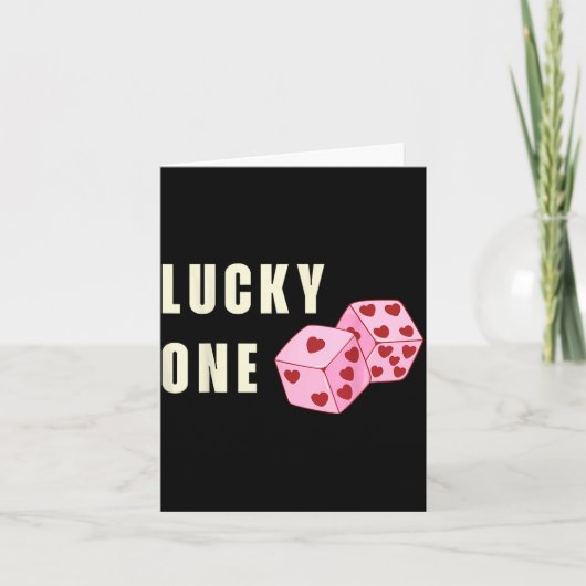 Lucky One Heart Dice Couples Matching Valentines D Kaart (Voorkant)