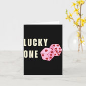 Lucky One Heart Dice Couples Matching Valentines D Kaart (Gele Bloem)