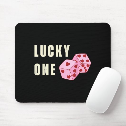 Lucky One Heart Dice Couples Matching Valentines D Muismat (Met muis)