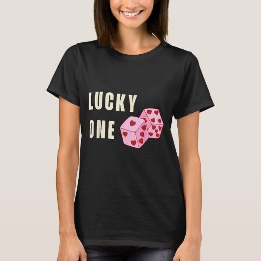 Lucky One Heart Dice Couples Matching Valentines D T-shirt (Voorkant)