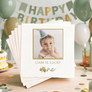 Lucky One Jongen Eerste Verjaardag Foto Servetten