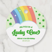 Lucky One Lucky Charm Rainbow 1e verjaardagsfeestj Bedankjes Labels (Achterkant)