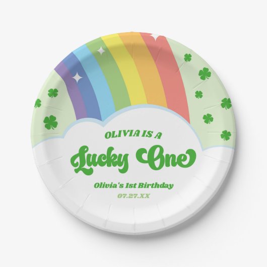 Lucky One Lucky Charm Rainbow 1e verjaardagsfeestj Papieren Bordje (Voorkant)