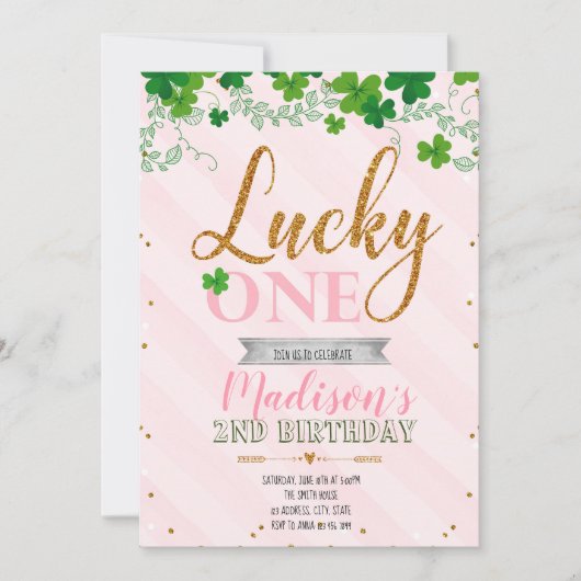 Lucky one party-uitnodiging kaart (Voorkant)