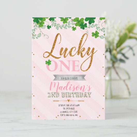 Lucky one party-uitnodiging kaart (Staand voorkant)