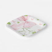 Lucky One Pink Bow 1st Birthday Papieren Bordje (Gebogen)