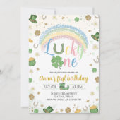 Lucky One Rainbow Birthday Invitation Kaart (Voorkant)