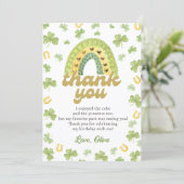 Lucky One Rainbow Shamrock Birthday Thank You Card Bedankkaart (Staand voorkant)