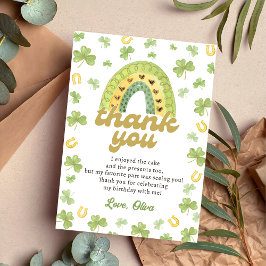 Lucky One Rainbow Shamrock Birthday Thank You Card Bedankkaart