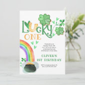 Lucky One Rainbow Shamrock Hoefijzer Verjaardag Kaart (Staand voorkant)
