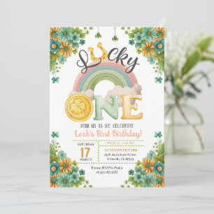 Lucky One Rainbow Sunflower First Birthday Kaart