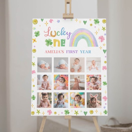 Lucky One Regenboog Verjaardag Foto Mijlpaal teken Poster