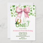 Lucky One roze en groen eerste verjaardag Kaart (Voorkant)