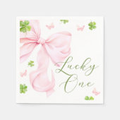 Lucky One Roze Strik 1e Verjaardag Servet (Voorkant)