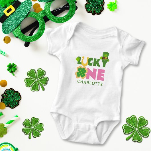 Lucky One Schattige 1e Verjaardags Meisje St. Patr Romper