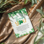 Lucky One Shamrock Verjaardag Bedankt Card Kaart<br><div class="desc">Laat je dankbaarheid blijken met onze Lucky One Shamrock Birthday Thank You Card. Met vrolijke shamrocks, levendige greens en charmante gouden accenten, is deze kaart ideaal voor het verzenden van oprechte bedankt na de feestelijke verjaardagsviering van je kleintje. Volledig aanpasbaar met uw persoonlijke boodschap, het voegt een doordachte en speelse...</div>