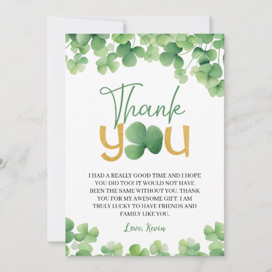 Lucky One Shamrock Verjaardag Bedankt Card Kaart (Voorkant)