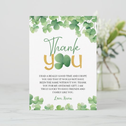 Lucky One Shamrock Verjaardag Bedankt Card Kaart (Staand voorkant)