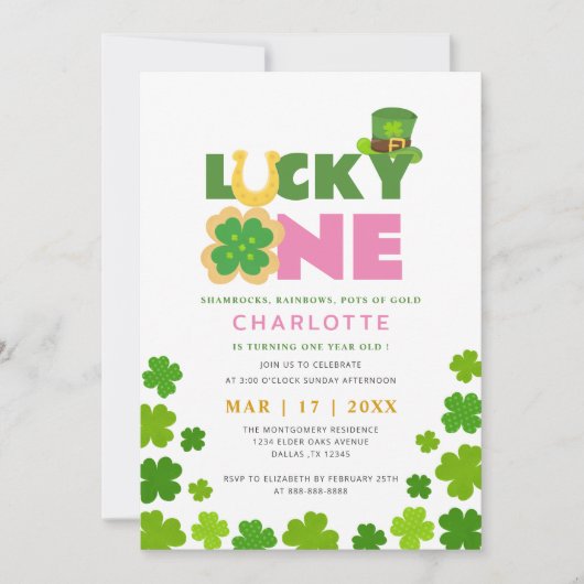 Lucky One Shamrocks 1e verjaardag St. Patrick's Da Kaart (Voorkant)