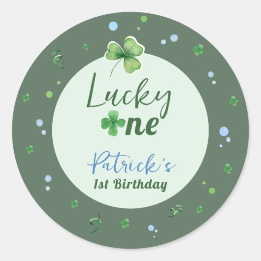 Lucky One St Patrick Boy Birthday Ronde Sticker (Voorkant)