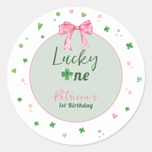Lucky One St Patrick Girl Birthday Ronde Sticker (Voorkant)