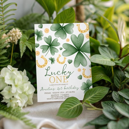 Lucky One St. Patrick's 1st Birthday Invite Kaart