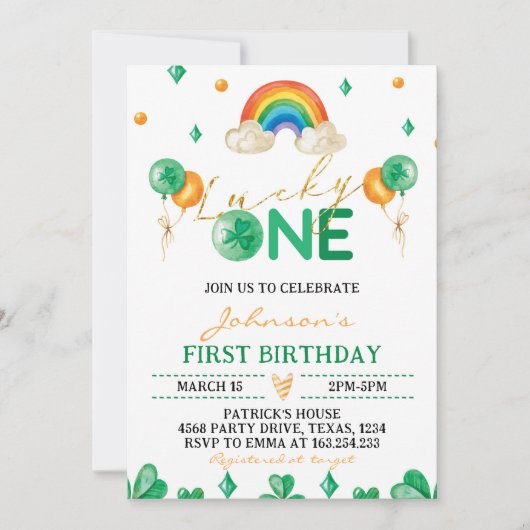 Lucky One St Patrick's Boy 1e Verjaardag uitnodigi Kaart (Voorkant)
