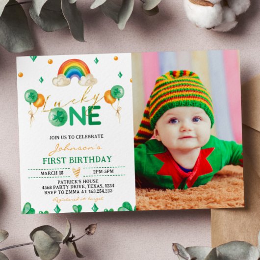 Lucky One St Patrick's Boy 1e Verjaardag uitnodigi Kaart