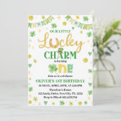 Lucky One St Patrick's Day 1e Verjaardag uitnodigi Kaart (Staand voorkant)
